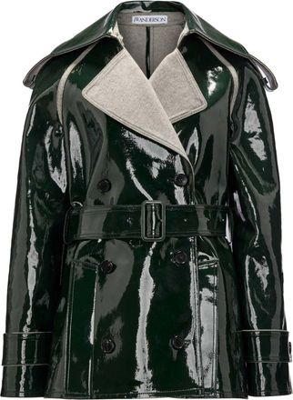 J.W.Anderson glossy-finish cotton biker jacket - women - Cotton - 8 - Green