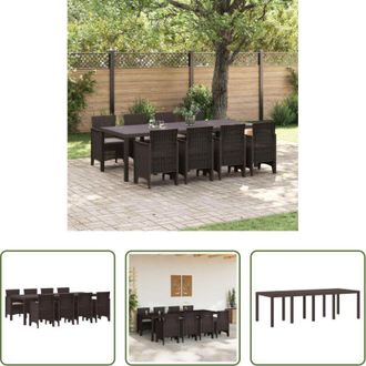 vidaXL Tavolo da pranzo esterno - Set da Pranzo per Giardino 9 pcs Marrone Polipropilene