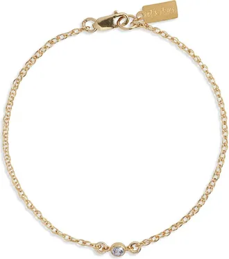 Set & Stones Cubic Zirconia Birthstone Pendant Bracelet in Gold/june at Nordstrom