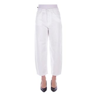 Pinko White Trousers with Zipper and Pockets