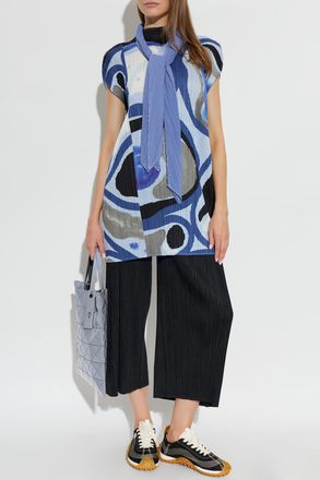 Pleats Please Issey Miyake Sleeveless Pleated Dress, Womens, Blue
