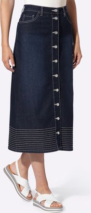 Heine Jeansrock HEINE, Damen, Gr. 36, blau, bleached, 81% Baumwolle, 17% Polyester, 2% Elasthan, unifarben, wadenlang, R&ouml;cke Jeansrock