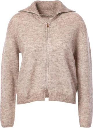 Jcsophie Pine Zip Cardigan - Dames - Vesten - Beige - M - Wol - Truien & Vesten