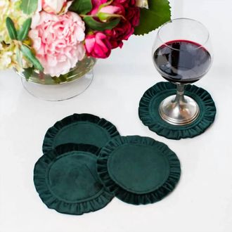 Arte Italica Velvet Coaster Set In Forest Green