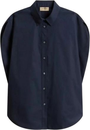 Woolrich Mouwloze Top - Dames - Overhemden - Blauw - XS - Katoen - Overhemden