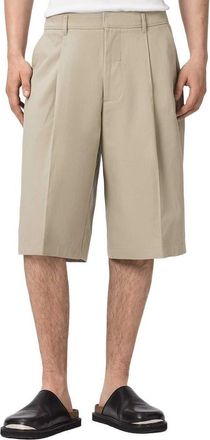 AllSaints Castro Pleated Cotton Shorts in Pasilla Brown at Nordstrom, Size 32
