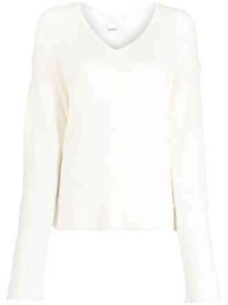 GOEN.J V-neck knitted sweater - women - Polyamide/Alpaca/Kid Mohair - One Size - White