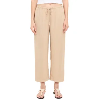 Michael Stars Tali Linen Blend Wide Leg Drawstring Pants in Macadamia at Nordstrom, Size X-Small