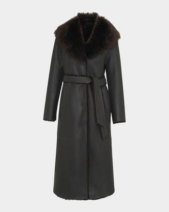 Gorski Merino Lamb Shearling Belted Long Coat