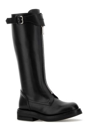 Alexander McQueen Womens Black Leather Countryside Boots Stivali