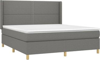 vidaXL Vidaxl - Cama Box Spring Colch&oacute;n Y Luces Led Tela Gris Oscuro 180x200 Cm