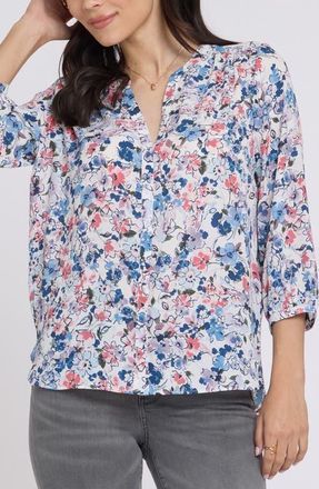 NYDJ Pintuck Top in Desert Blooms at Nordstrom, Size Xx-Small