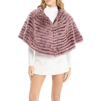 Gorski Genuine Shearling Layered Capelet in Burgundy Brisa at Nordstrom