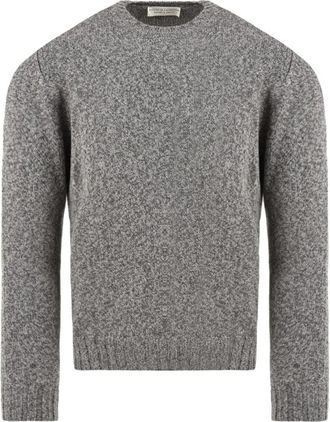FILIPPO DE LAURENTIIS Trui met ronde hals - Heren - Ronde hals truien - Grijs - 2XL - Wol - Truien & Vesten