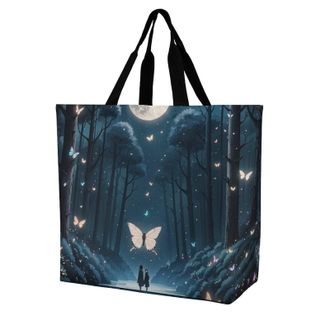 Generic Black Light Thicket Tote Bag Waterproof Grocery Bag Foldable Shopping Bags For Work College Daily Use