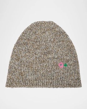 Dries Van Noten Flower Embroidered Wool-Blend Beanie