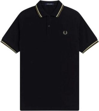 Fred Perry Polo Shirts, male, Black, Size: 3XL Double Stripe Polo Shirt M3600