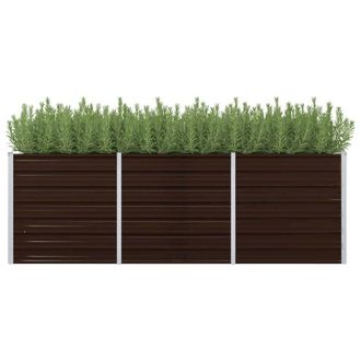 vidaXL Garden Raised Bed Brown 94.5x31.5x30.3 Galvanized Steel
