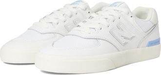 New Balance Unisex-Adult 574 Vulc Skate Shoe, White/Baby Blue, 8.5 Wide Women/7 Wide Men