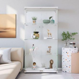 OEM Vitrina De Vidrio Templado - 4 Estanter&iacute;as - Dise&ntilde;o Moderno - 2 Puertas Corredizas - Blanco