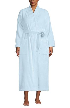 Lands End Cozy Plush Long Wrap Robe in Soft Ice Blue at Nordstrom, Size 2 X