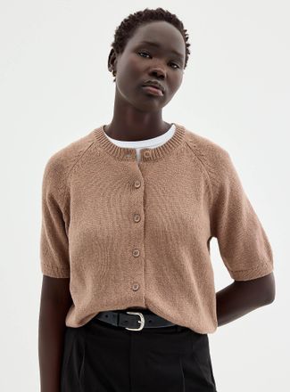 Contemporaine Womens Short raglan-sleeve shaker-rib Cardigan Sweater