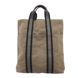 Herm&egrave;s Gray Canvas Tote Bag (Pre-Owned)