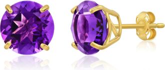 MAX + STONE 14k Yellow Gold 9mm Round Cut Gemstone Stud Earrings