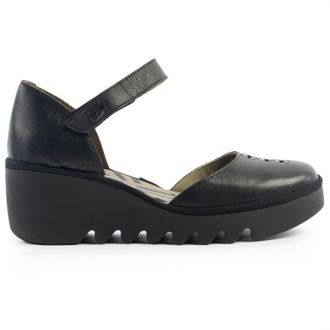 FLY London BISO305FLY Mousse Leather Womens Hook and loop Sandals - Black Black - Size:UK 5