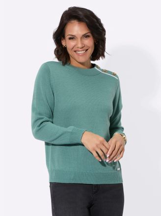 Casual Looks Rundhalspullover CASUAL LOOKS Pullover, Damen, Gr. 36, gr&uuml;n (jade), 100% Polyester, unifarben, Pullover Rundhalspullover