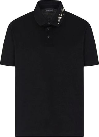 Emporio Armani Tops, Heren, Zwart, XL, Katoen, Polo Shirt met kenmerkend accent