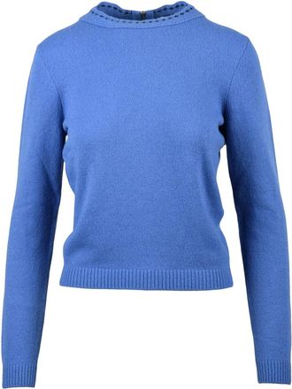 Ferragamo Crew Neck Sweater With Ribbed Cuffs And Subtle Neckline Detail