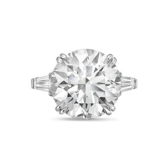 Diana M. Jewels Platinum 12ct lab grown round diamond ring with baguettes on the sides