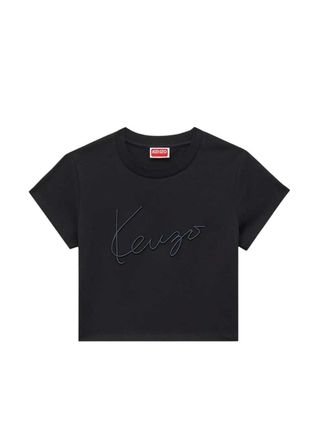 Kenzo Kenzo Signature geborduurd cropped T-shirt van katoen