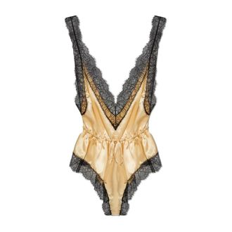 Dolce & Gabbana Lace Bodysuit - Dames - Bodies - Geel - M - Leer - Tops