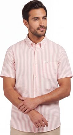 Barbour Gestreept roze wit Barbour overhemd korte mouwen