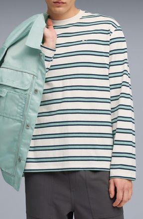 Puma Machts Mit Qualitat Stripe Long Sleeve Cotton T-Shirt in Persian Blue at Nordstrom, Size Xx-Large