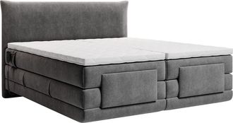 Vente-Unique Conjunto completo boxspring cabecero + somieres con relax el&eacute;ctrico + colch&oacute;n + topper - 2 x 80 x 200 cm - Tela - Antracita - ZANORO de PALACIO