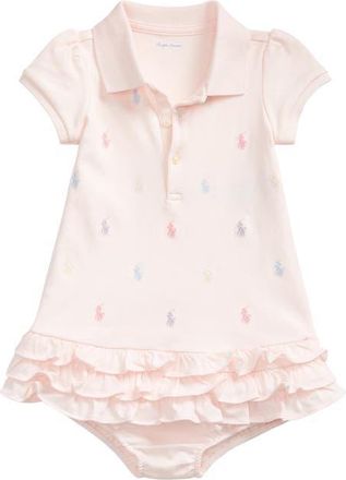 Ralph Lauren Cupcake Embroidered Polo Dress & Bloomers Set in Delicate Pink at Nordstrom, Size 18M