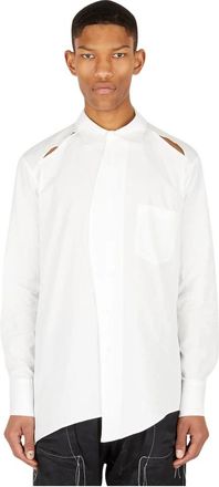 Sulvam Slash Schouder Shirt - Heren - Zakelijke Overhemden - Wit - M - Katoen - Overhemden