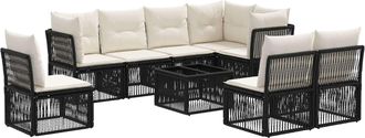 vidaXL Conjunto De Sof&aacute;s De Jard&iacute;n 9 Uds. Negro Rat&aacute;n Sint&eacute;tico Vidaxl