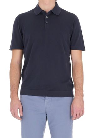 Drumohr Blue Ice Cotton Frosted Polo Shirt