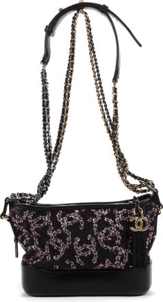 Chanel Pre-owned Womens Gabrielle Sequins Shoulder Bag - Black - One Size