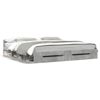Berkfield Home Bed Frame w/Drawers Frame Concrete Grey 180x200 cm Super King