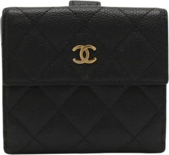 Chanel Pre-owned Wallets, female, Black, Size: ONE SIZE Pre-owned Leather Wallet