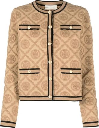 Tory Burch Camel Cardigan - Dames - Vesten - Bruin - L - Truien & Vesten