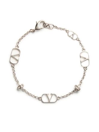 Valentino Garavani VLogo Signature bracelet - women - Palladium-Plated Metal - M - Silver