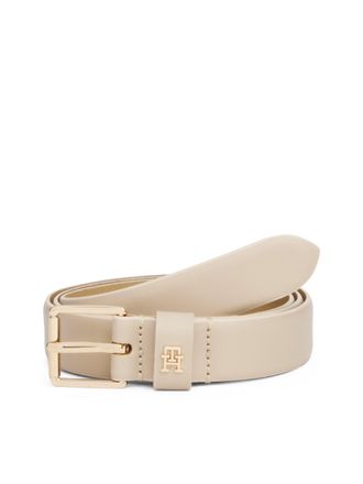 Tommy Hilfiger Lederg&uuml;rtel TOMMY HILFIGER TH SQUARE 2.5 cm breit GO, Damen, Gr. 100, gr&uuml;n (sandalwood), Rindsleder, G&uuml;rtel Lederg&uuml;rtel, mit eckiger Schnalle und TH-M