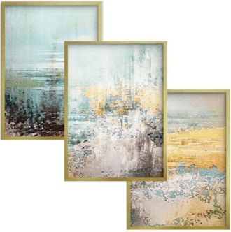 OEM P&oacute;steres Decorativos De Pared En Un Conjunto Con Marco Dorado Para La Pared De La Sala De Estar. Abstracci&oacute;n