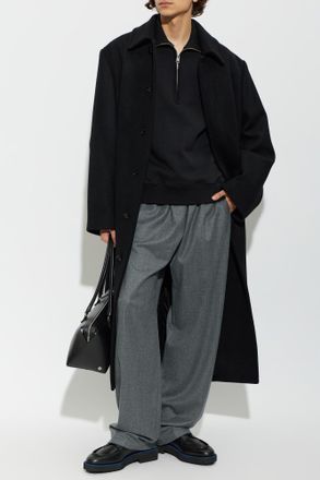 Lanvin Wool Pleated Trousers, Mens, Grey